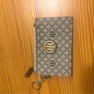 Tommy Hilfiger Beige/Brown and Gold Small Wallet with Keychain